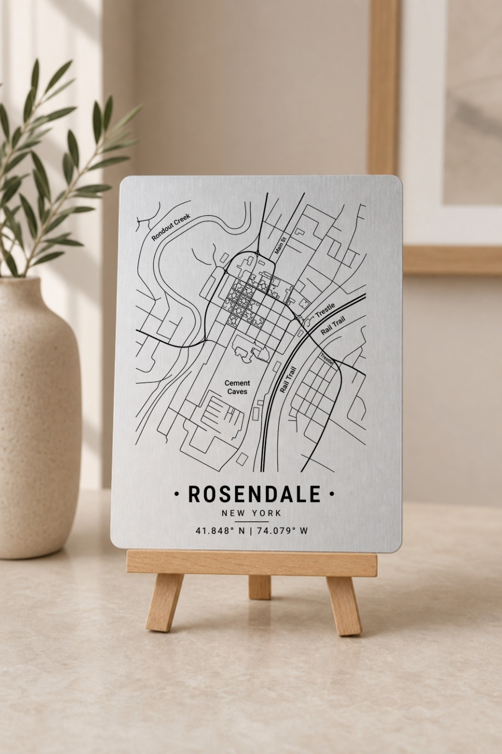 Rosendale map panel on easel