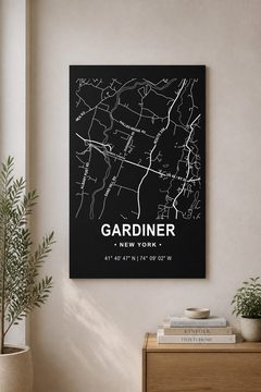 Gardiner map panel, white ink on black aluminum
