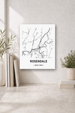 Rosendale map panel, black ink on white aluminum