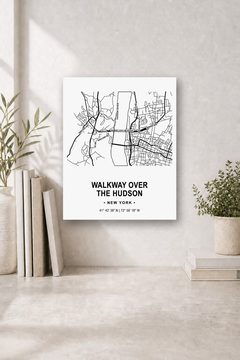 Walkway Over the Hudson map panel, black ink on white aluminum