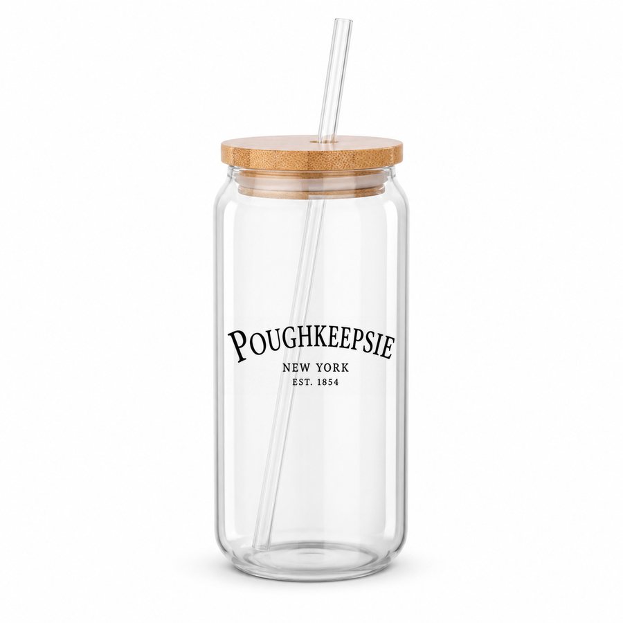 Poughkeepsie New York typography design on a glass